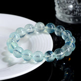 Natural Mint Green Aquamarine Round Bead Bracelet - Healing & Empowerment